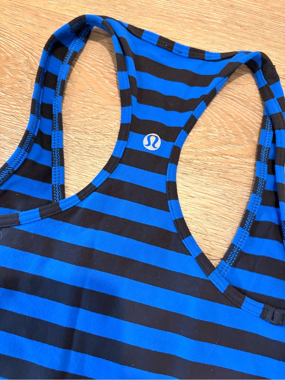 lululemon athletica Blue and Black Striped Racerback Tank